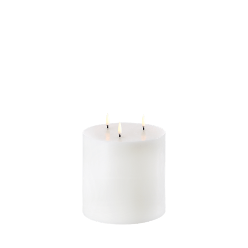 Bloklys m/ 3 væger - Glat B 15x H 15 cm - Nordisk Hvid