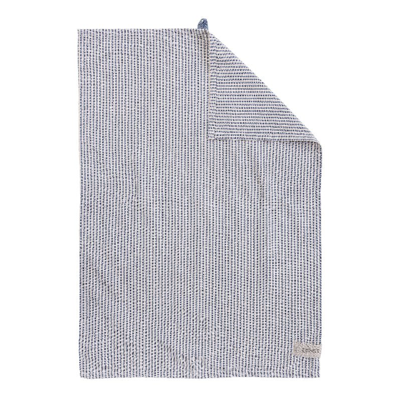 Viskestykke - Smalstribet - Beige/blå - Nordic Home Living