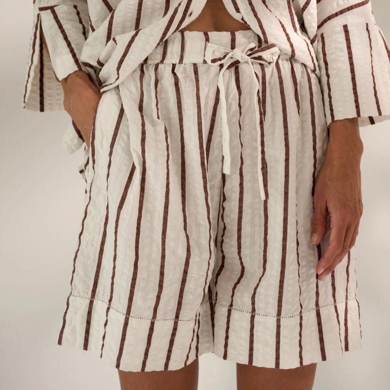 Wake Shorts - Wake Stribe - ecru/terra - Nordic Home Living