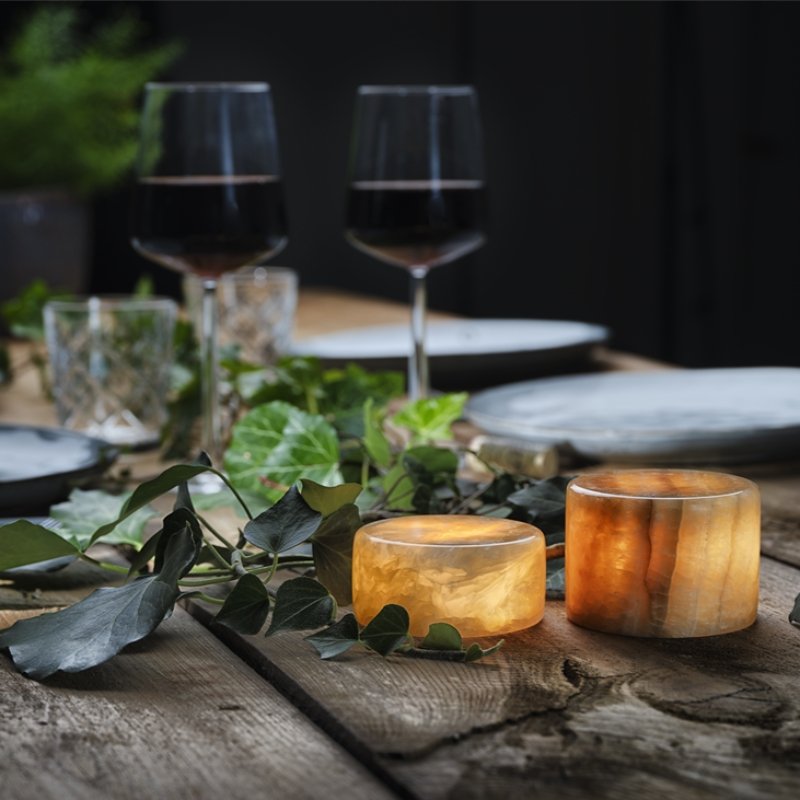 Bordlys - Marmor - Gylden - Stor | Unison - Nordic Home Living