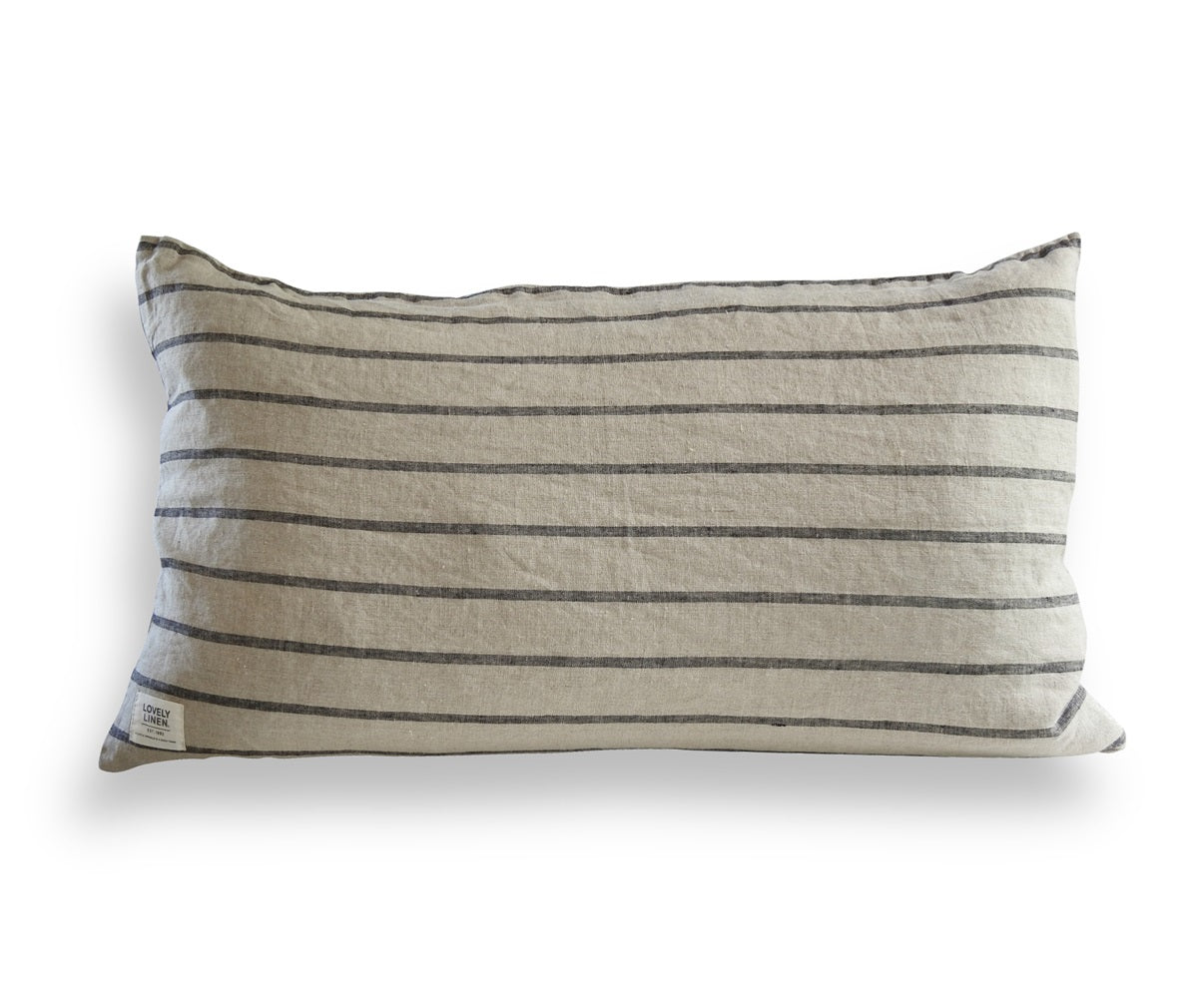 Pudebetræk - Hør - Natur/sort - 40x70 | Lovely Linen - Nordic Home Living