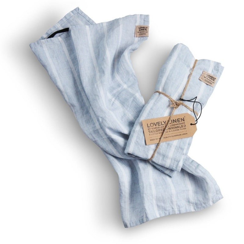 Viskestykke - Hør - Stripe sky | Lovely Linen - Nordic Home Living