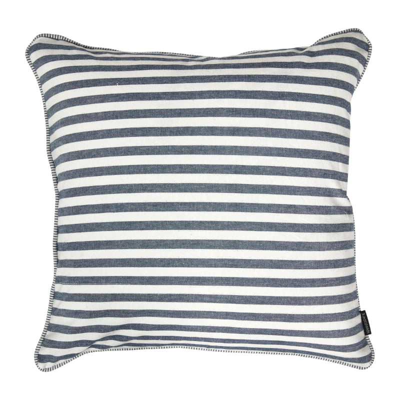 Pude m/fyld 50x50cm bomuld - Dark Blue/white