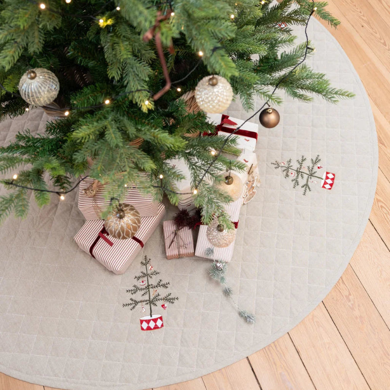 Juletræstæppe m/broderi D120cm quilt bomuld