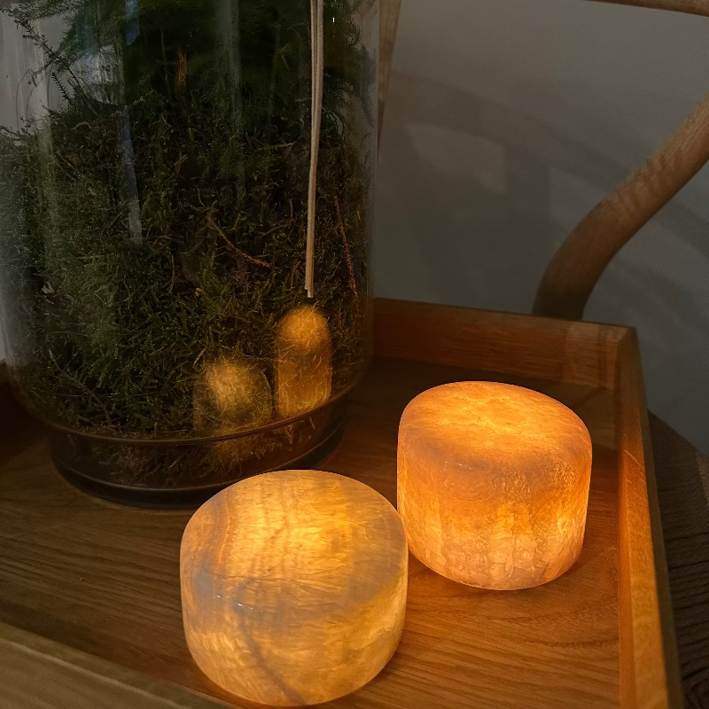 Marmor Bordlys  - Gylden - Stor