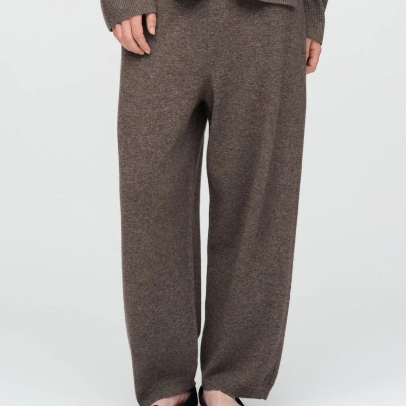 Pants knit Merino - Brown melange