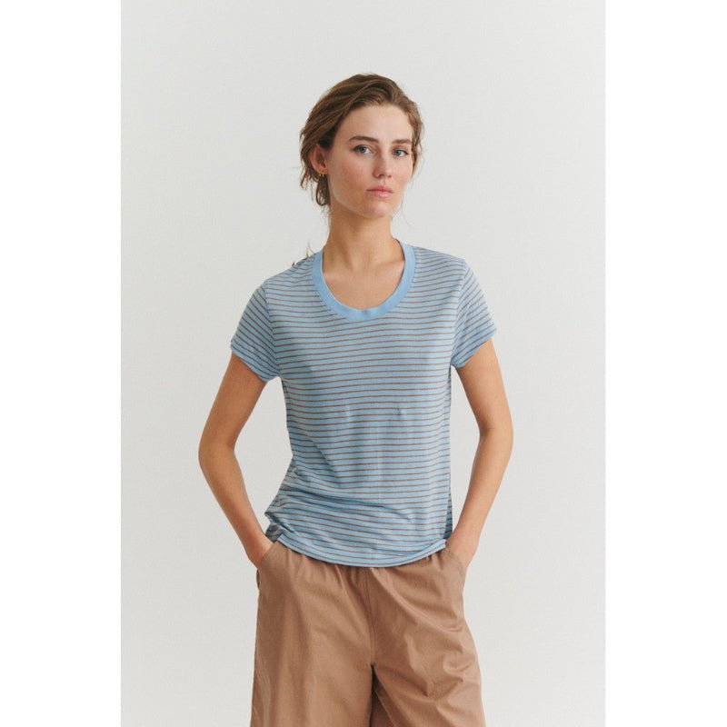 Ashly - SS - Hør/Viskose - Lyseblå/sand - Nordic Home Living