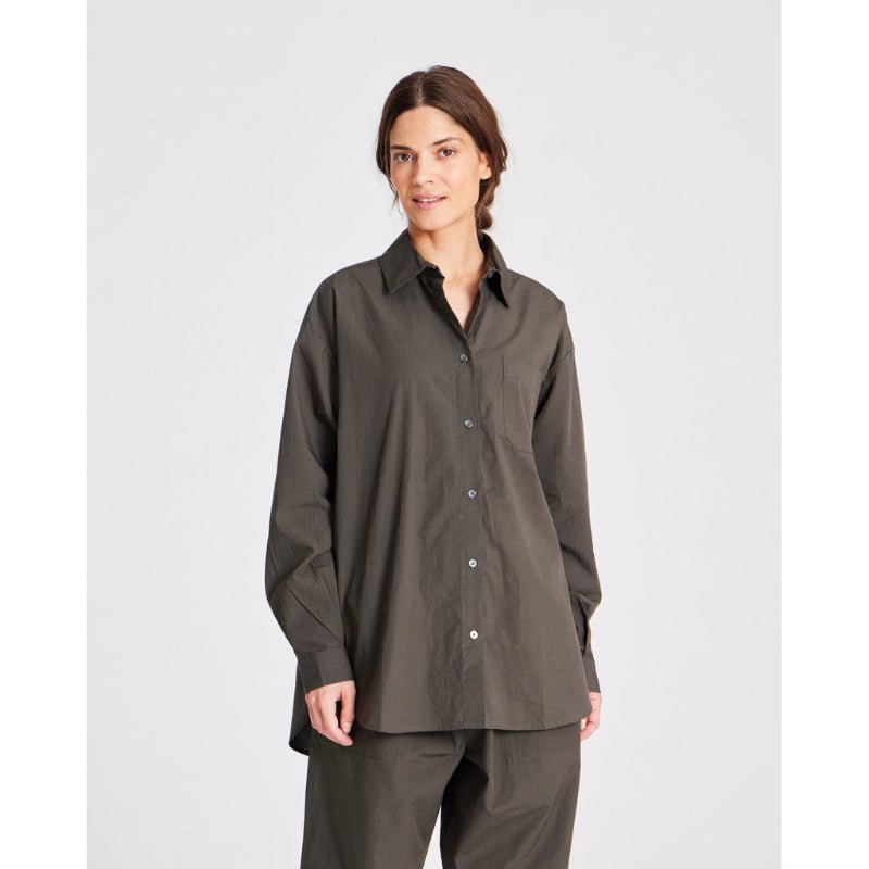 Astrid - L/S Poplin Shirt - Beluga - Nordic Home Living