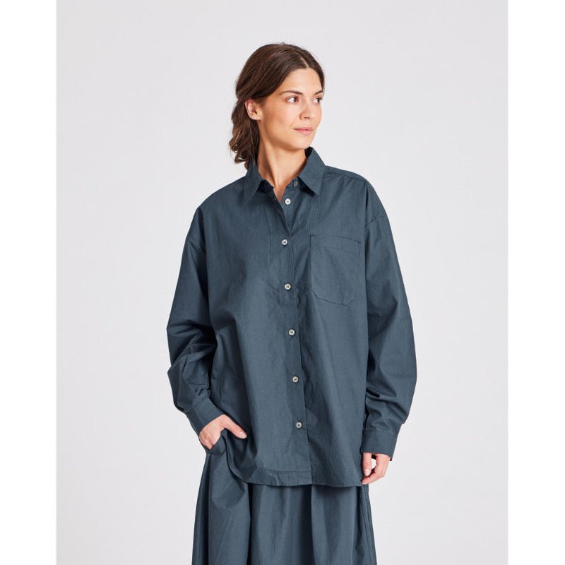 Astrid - L/S Poplin Shirt - Denim Blue - Nordic Home Living