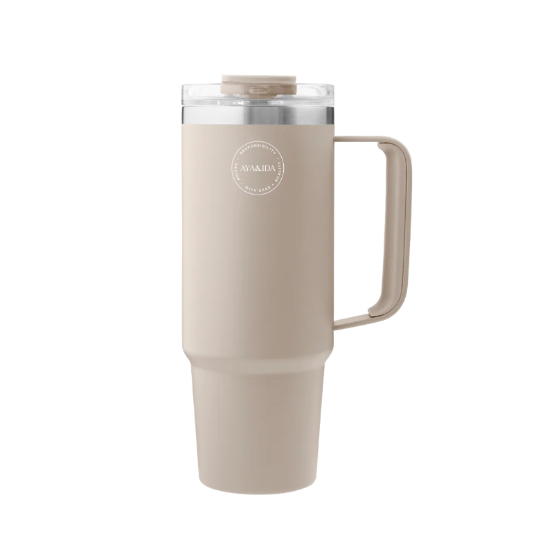 Thermo Cup with Straw - Creme beige - 885 ml