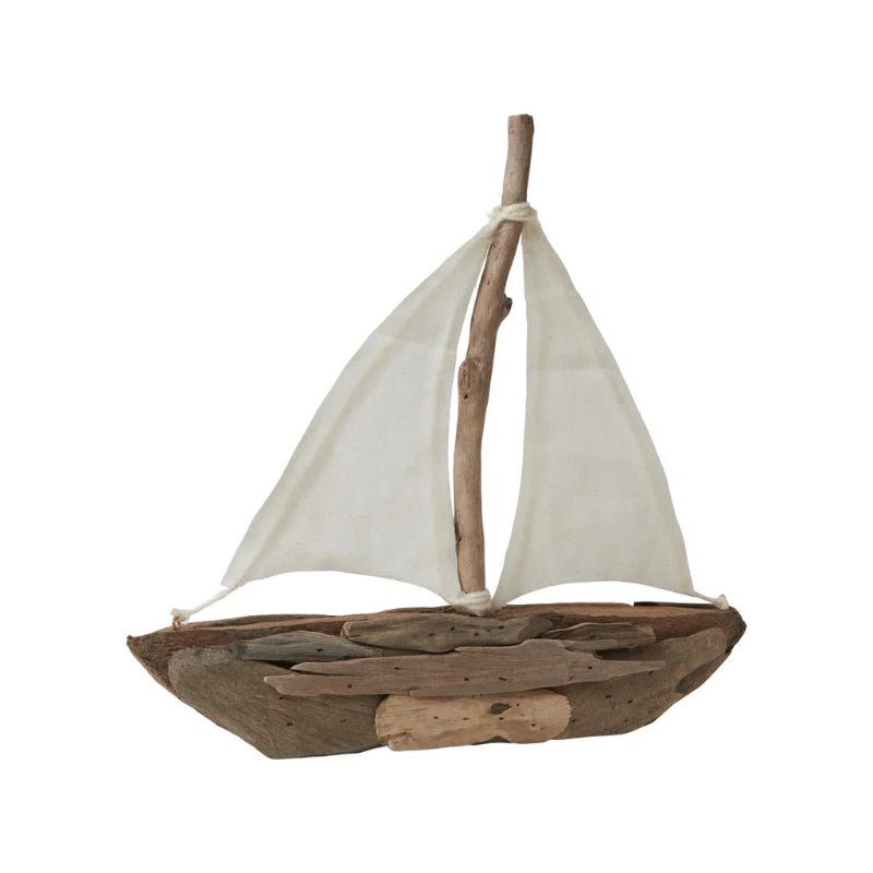 Båd med sejl - 27x5x26cm drivtømmer - Nordic Home Living