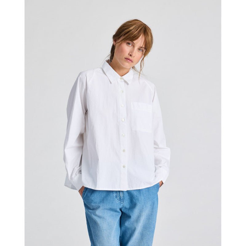 Bella - Raglan L/S poplin shirt - White - Nordic Home Living