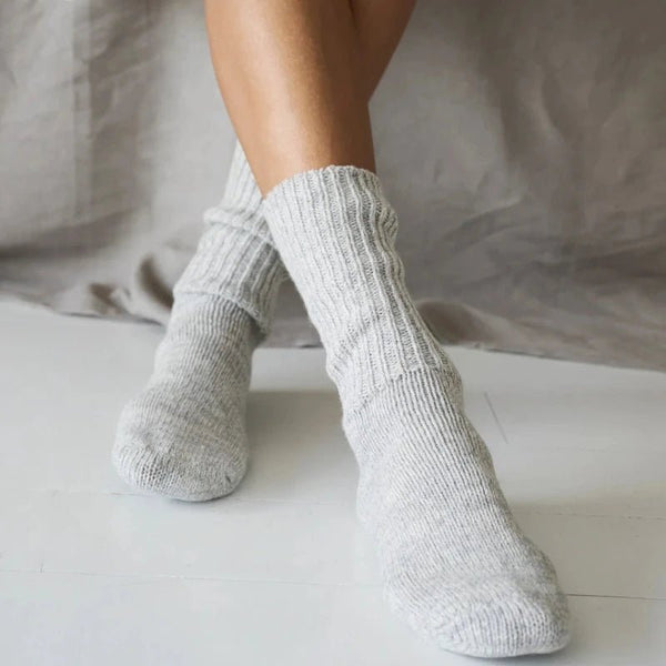 Boyfriend socks - Light grey melange | moshi moshi mind - Nordic Home Living