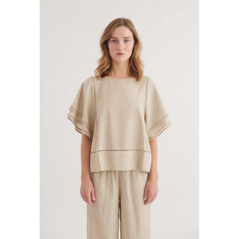 Carina blouse - natural melange - Nordic Home Living
