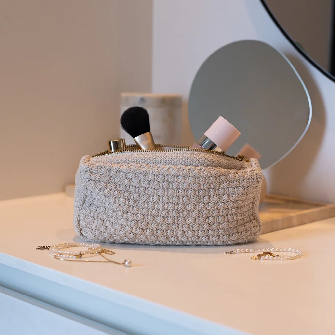 Clutch - beige melange - 22x11x5 cm - Nordic Home Living