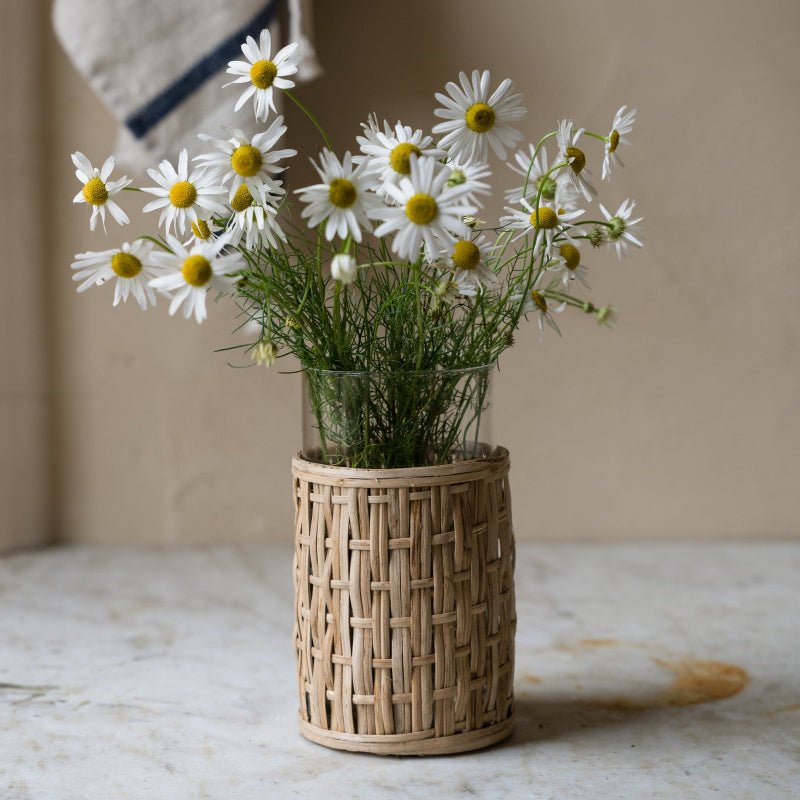 glasvase med flet - d10 - h18 cm - Nordic Home Living