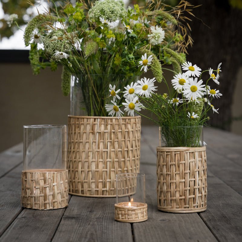 glasvase med flet - d18 - h30 cm - Nordic Home Living
