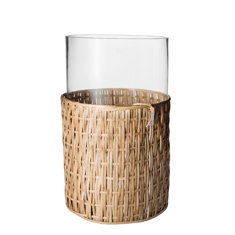 glasvase med flet - d18 - h30 cm - Nordic Home Living