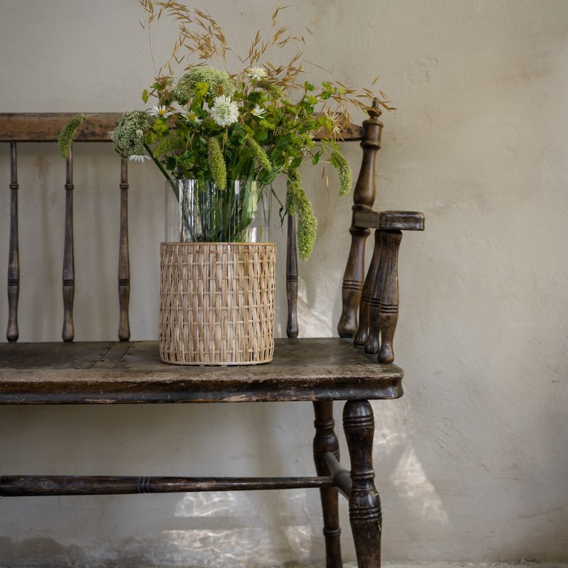 glasvase med flet - d18 - h30 cm - Nordic Home Living