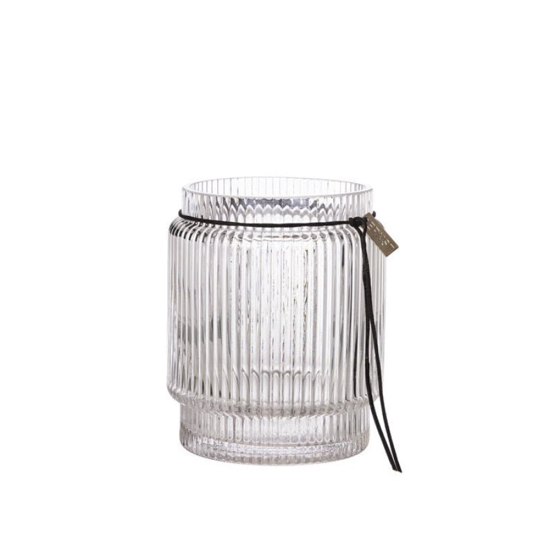 Glasvase - riflet - H14,8 cm Ø12,7 - Nordic Home Living