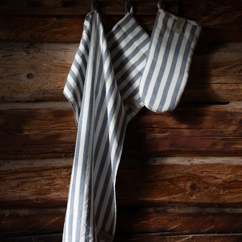 Grillhandske - Blå/hvid strib - Nordic Home Living