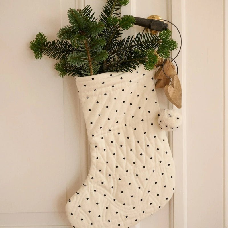 Julesok - ecru/black dot - Nordic Home Living