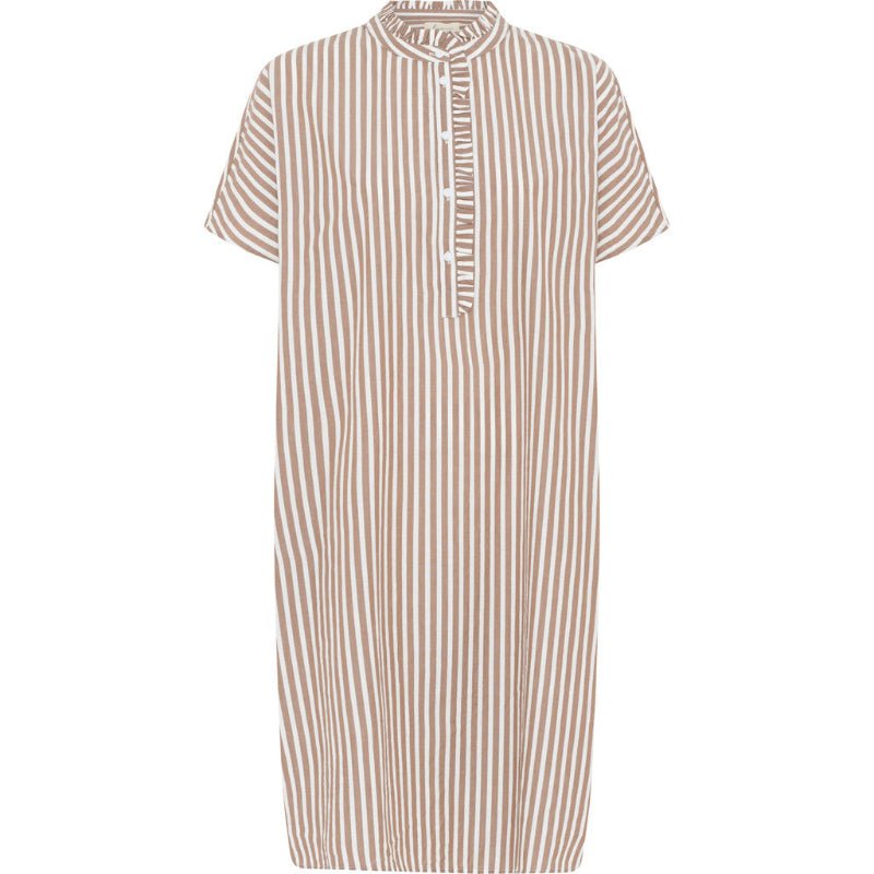 Kjole - Seoul ss frill - Coffee quartz stripe - Nordic Home Living