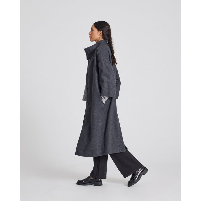 Nete Coat - Dark grey melange - wool - Nordic Home Living