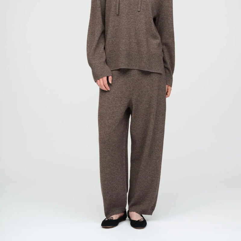 Pants knit Merino - Brown melange