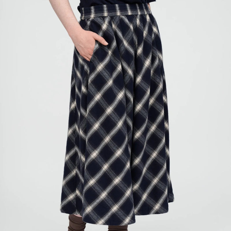 Pin skirt check - navy/grey/ecru