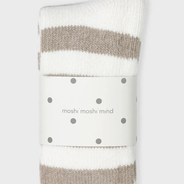 Polar socks - stripe - ecru/ taupe | moshi moshi mind - Nordic Home Living