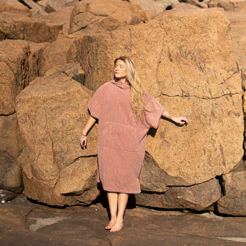 Naram - Poncho - Camel & ultramarine