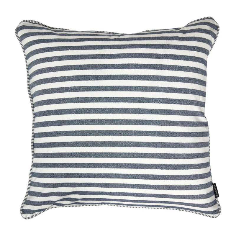 Pude m/fyld 50x50cm bomuld - Dark Blue/white - Nordic Home Living