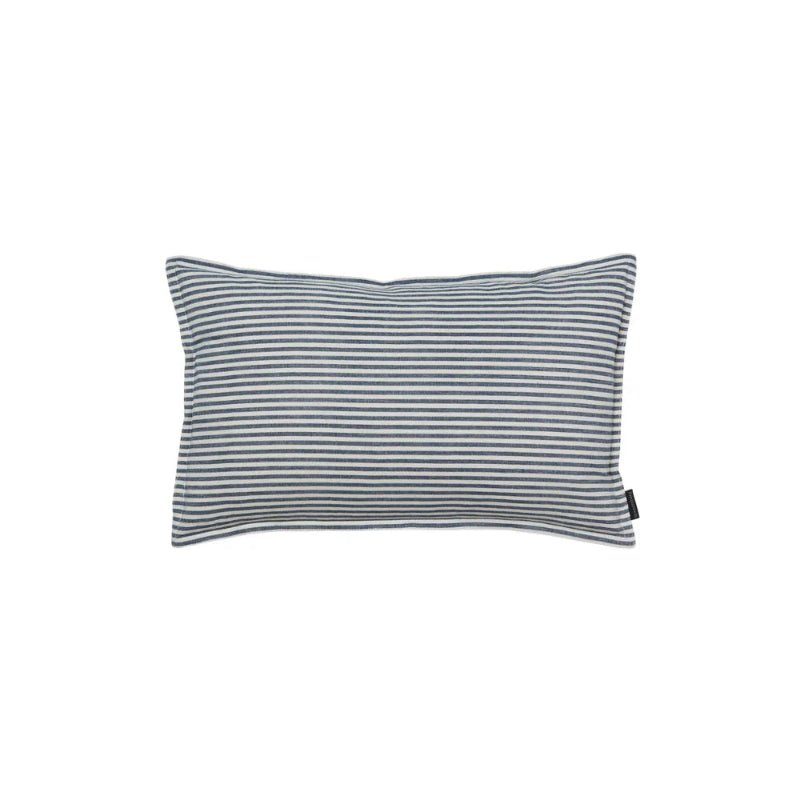 Pude m/fyld strib 35x55cm bomuld - Dark blue - Nordic Home Living