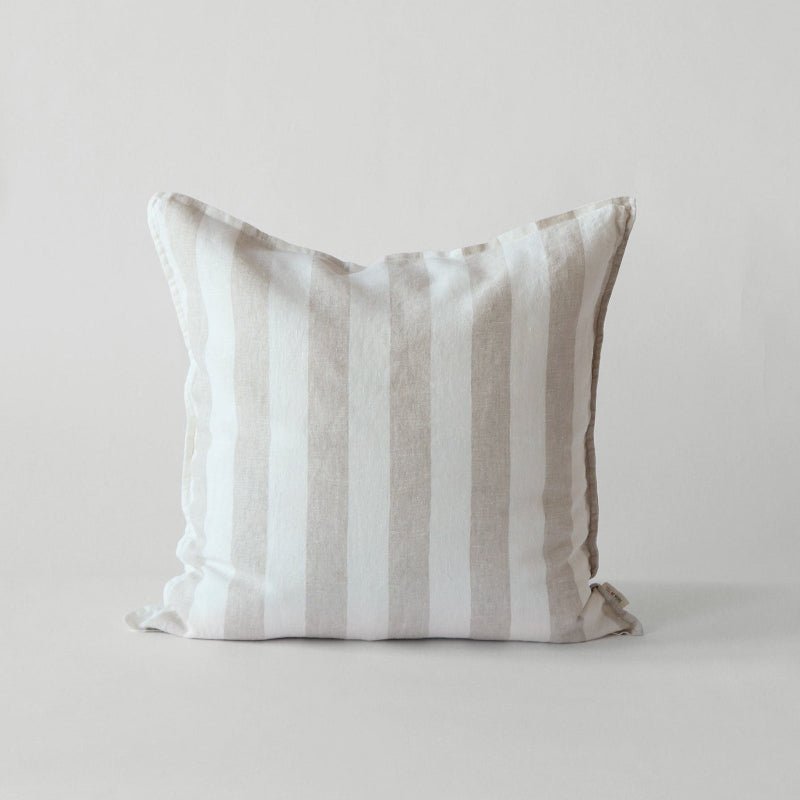Pudebetræk - Hør - stribet sand - Nordic Home Living