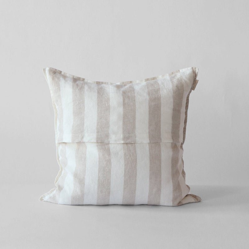 Pudebetræk - Hør - stribet sand - Nordic Home Living