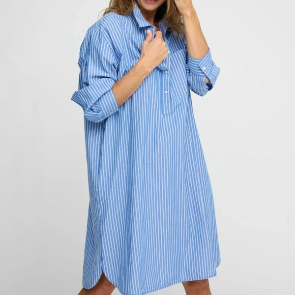 Skjortekjole - Relieve - Blue stripe | moshi moshi mind