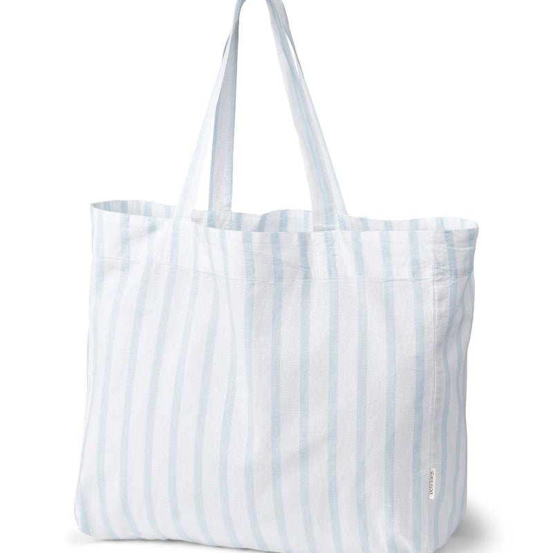 Shopper - Hanna - hvid/lyseblå - Nordic Home Living