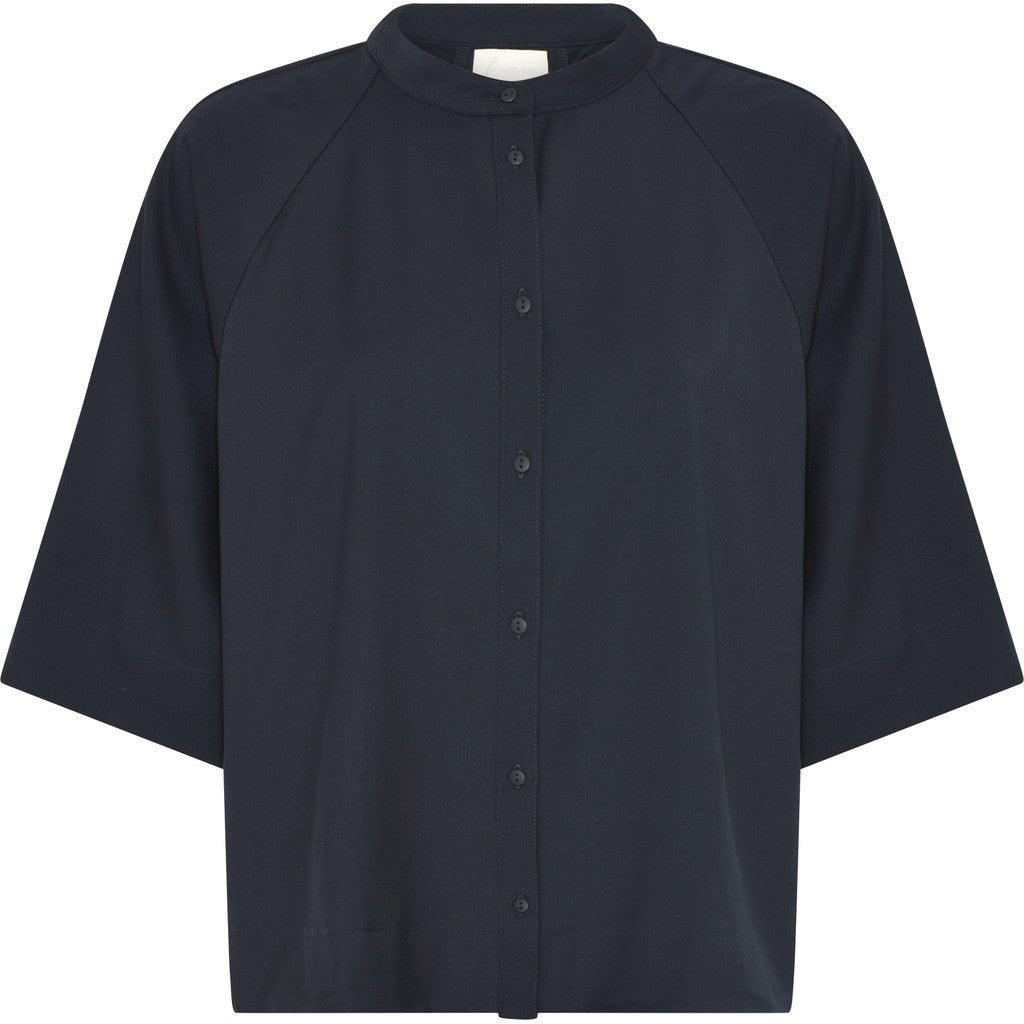 Skjorte - Abu Dahbi 3/4 - Wool - Dark navy - Nordic Home Living