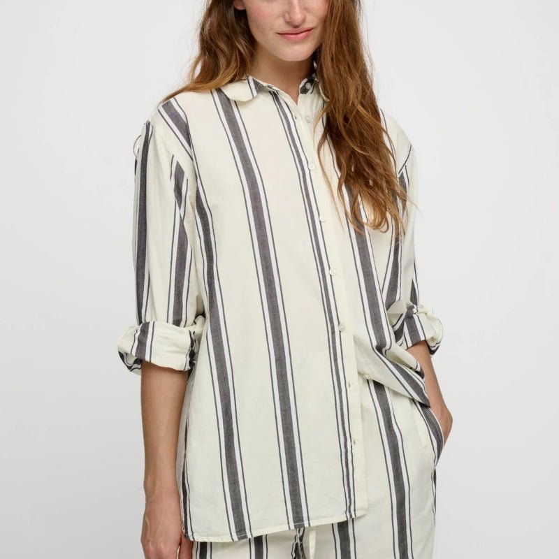 Skjorte - Clean - ecru / mørkebrun / hvid - Nordic Home Living