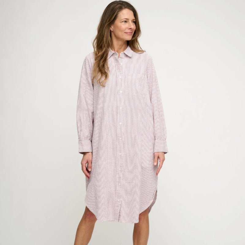 Skjortekjole - Reason - Hvid/magenta - Nordic Home Living