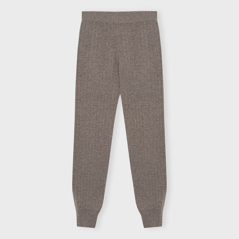 Strik Pants - Josephine - Uld/Cashmere - Dusty brown mel. - Nordic Home Living