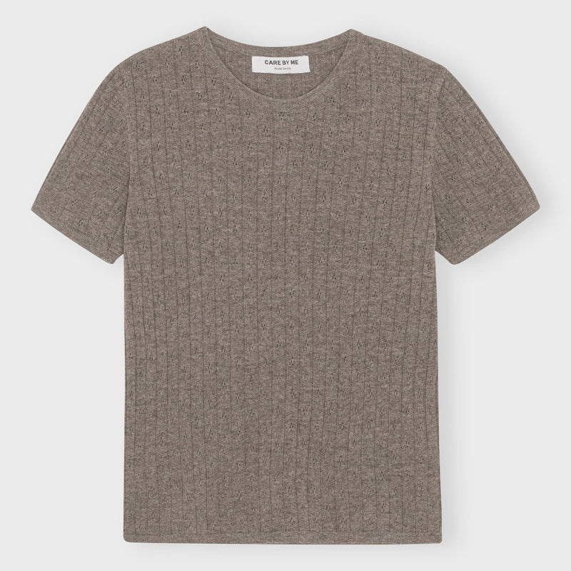 Strik T-shirt - Josephine - Uld/Cashmere - Dusty Brown mel. - Nordic Home Living