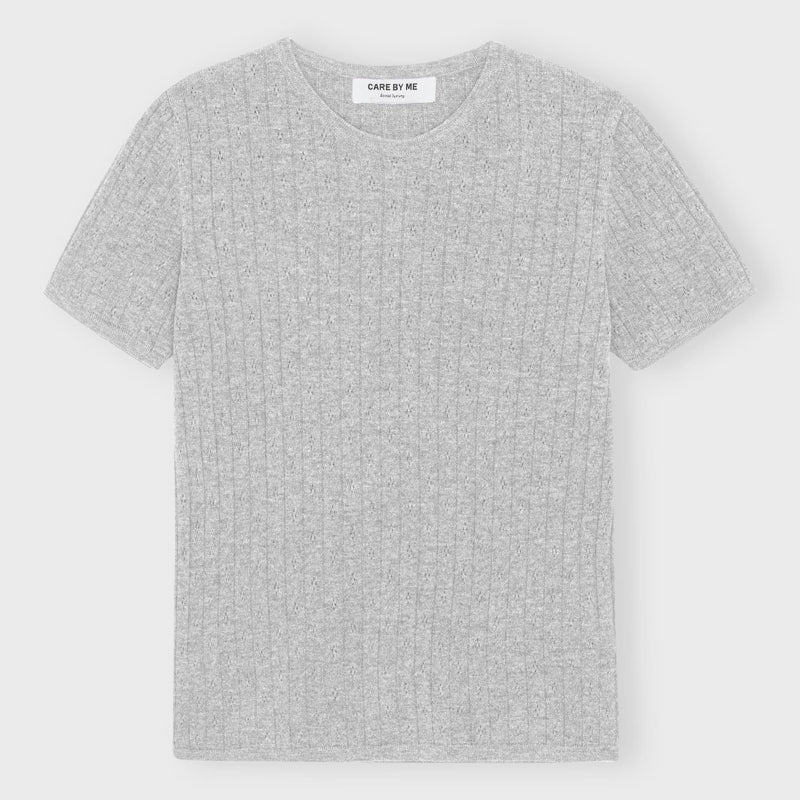 Strik T-shirt - Josephine - Uld/Cashmere - Light grey mel. - Nordic Home Living