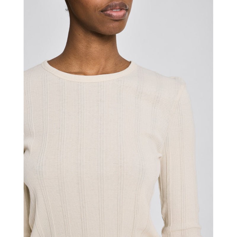 Thyra - L/S Cotton top - Drop needle - Ancient grey - Nordic Home Living