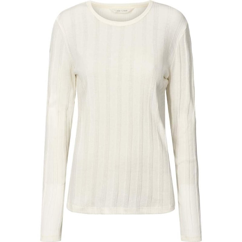 Thyra - L/S Cotton top - Drop needle - off white - Nordic Home Living
