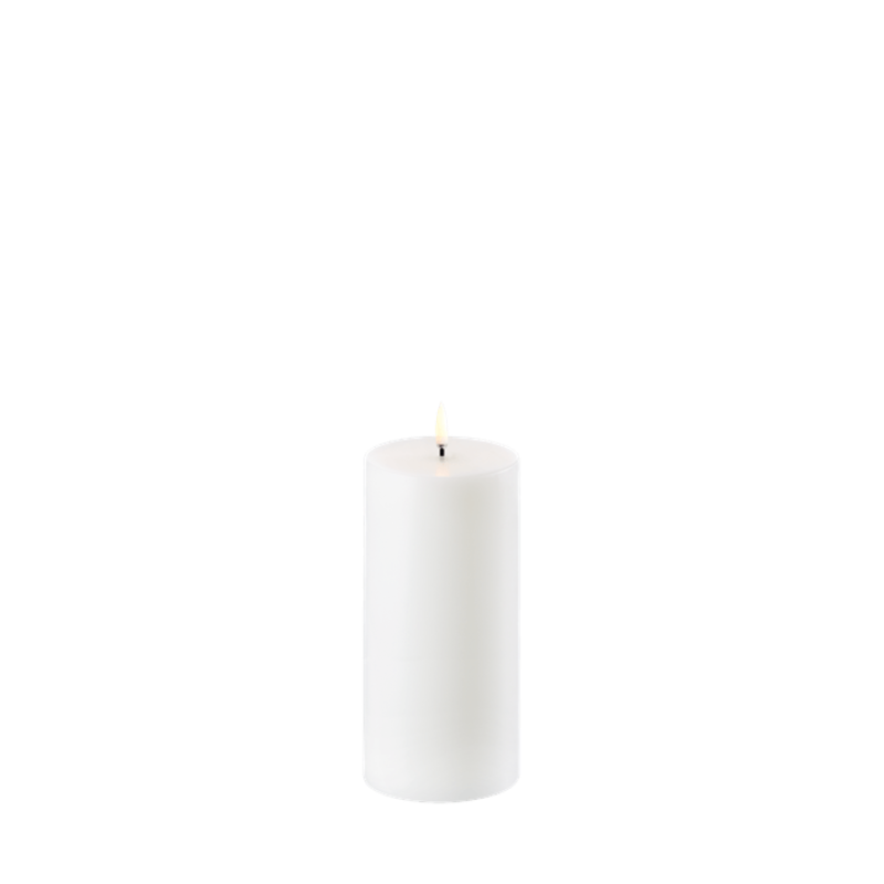 Søjlelys Glat  B7,8 x H15,2 cm - Nordisk hvid