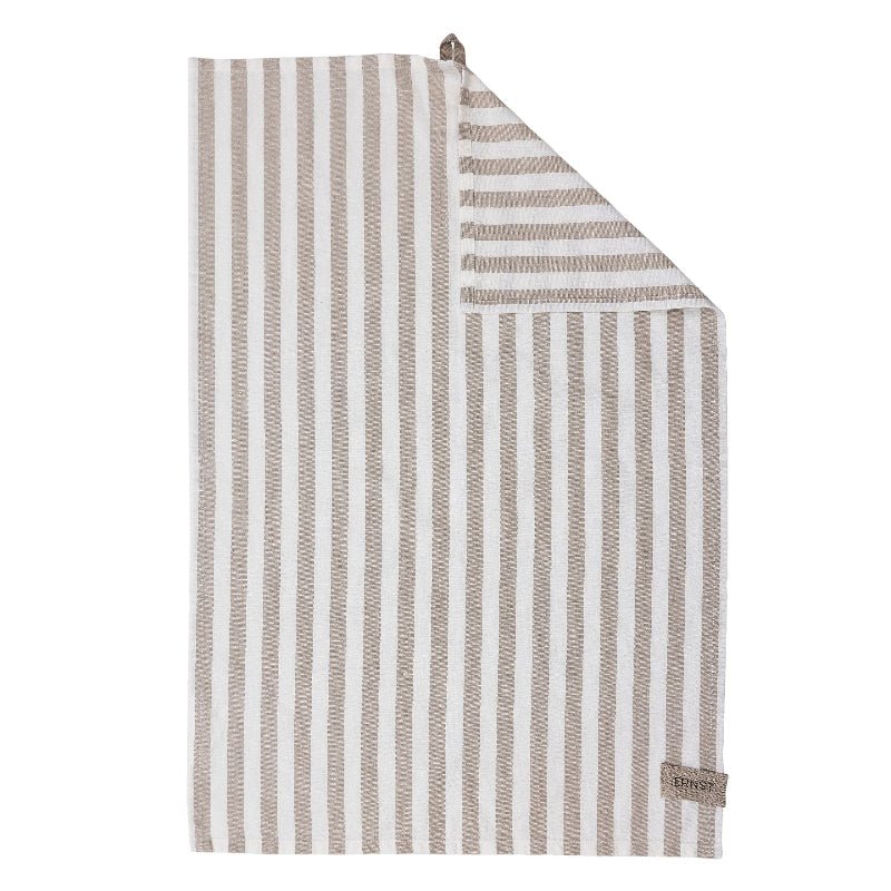 Viskestykke - Stribet - Beige/Hvid - Nordic Home Living