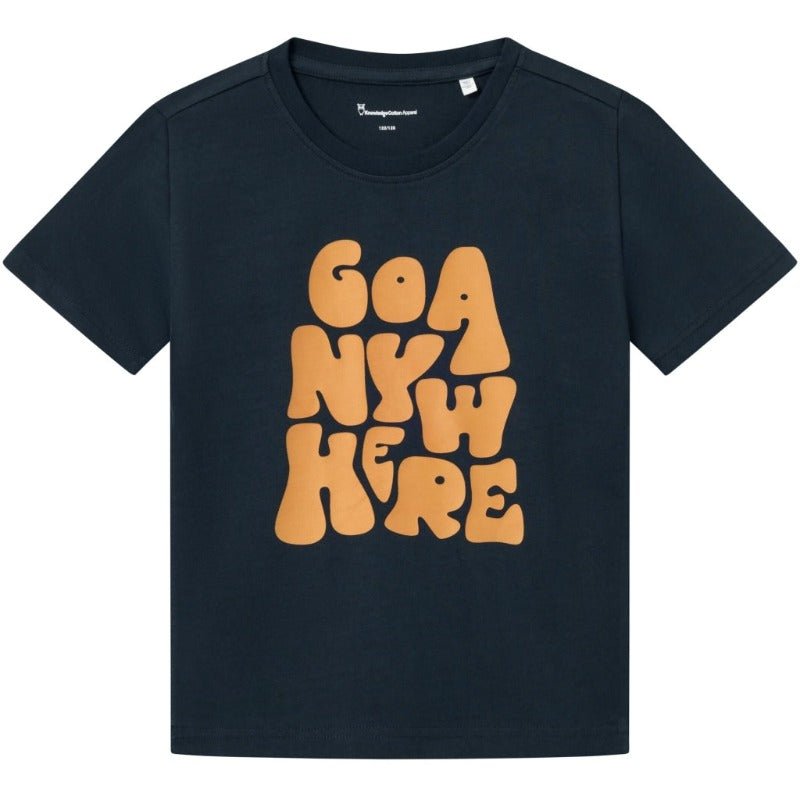 T-shirt - Big Print - Navy | KnowledgeCotton Apparel Kids - Nordic Home Living