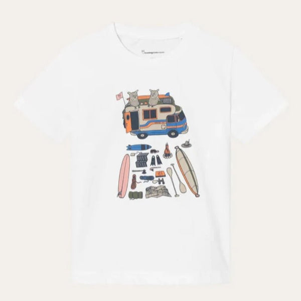 T-shirt - Roadtrip - Hvid | KnowledgeCotton Apparel Kids - Nordic Home Living